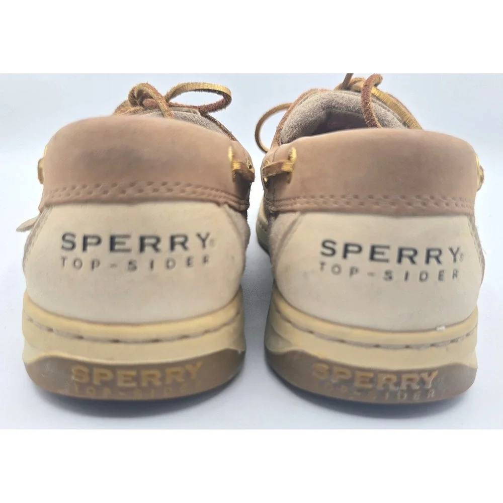 Sperry Top-Sider Angfish Tan Leather Shimmer Boat Shoes Womens 8 M 9353665